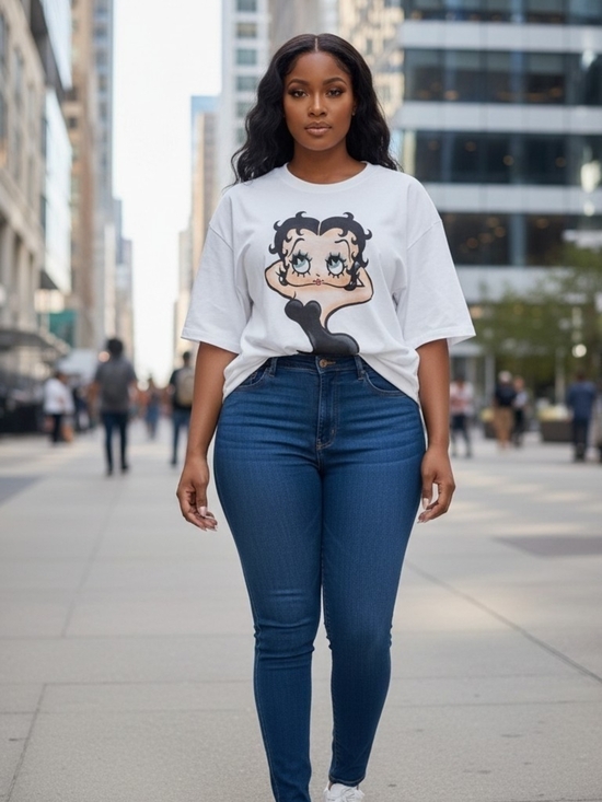 Fashion Nova Tops - Fashion Nova Betty Boop Pinup Graphic T-Shirt White 1X (EUC)